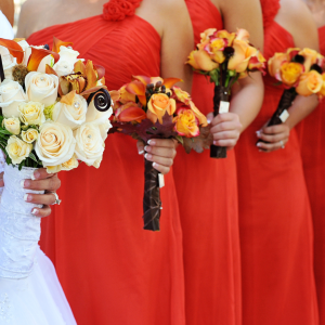 Bridesmaids in Fall-inspired colors