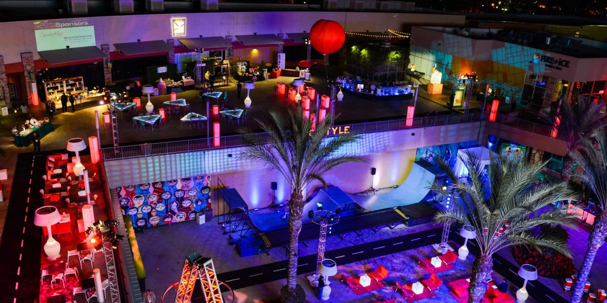Overhead view of corporate event